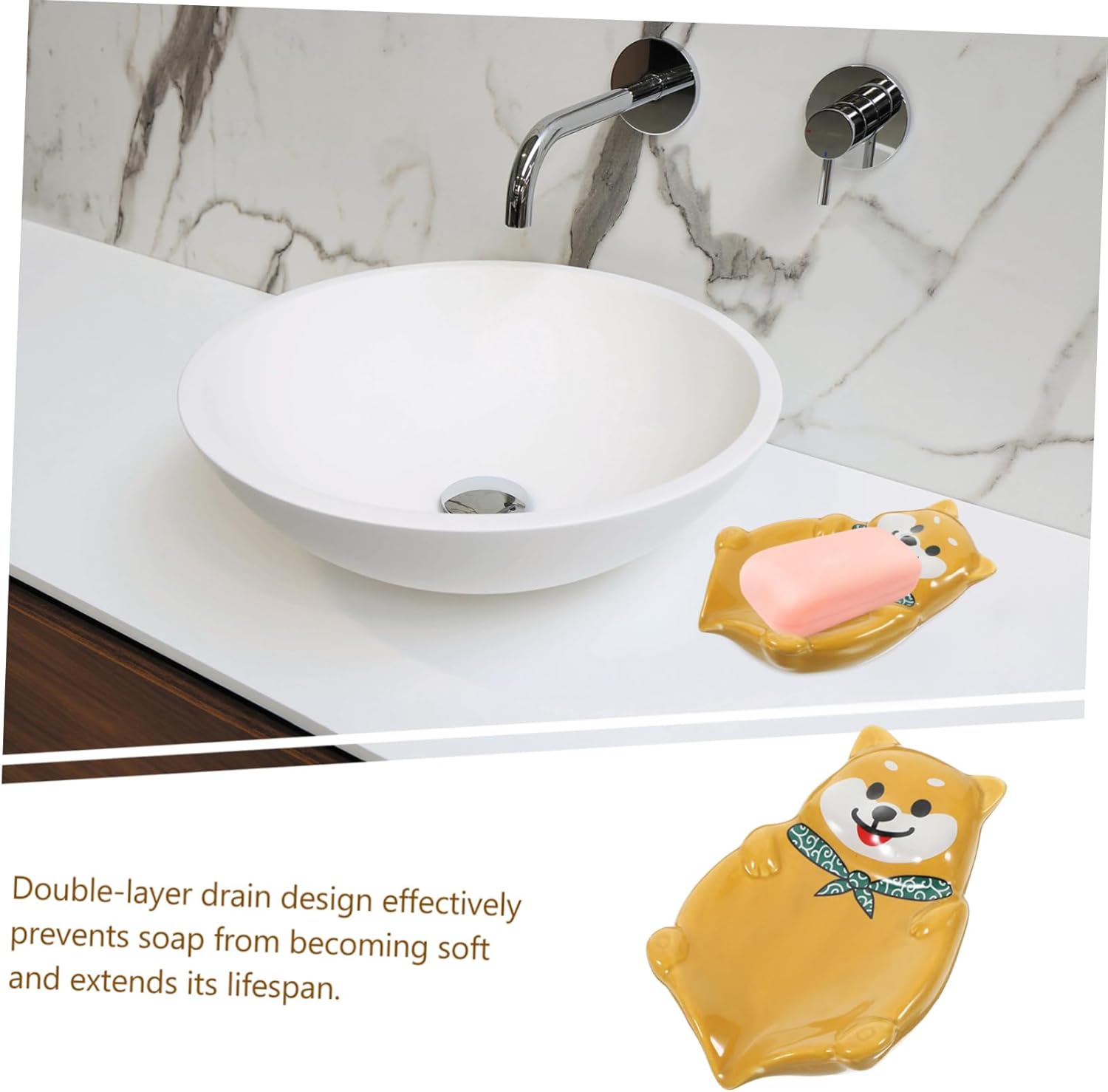 BUGUUYO Dog Shape Soap Holder Ceramic Bathroom Kitchen Organizer