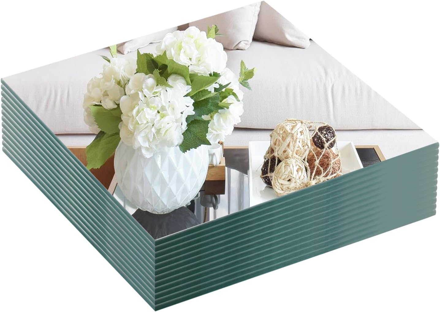 VASUHOME 12 Square Mirror Candle Holders Set of 12