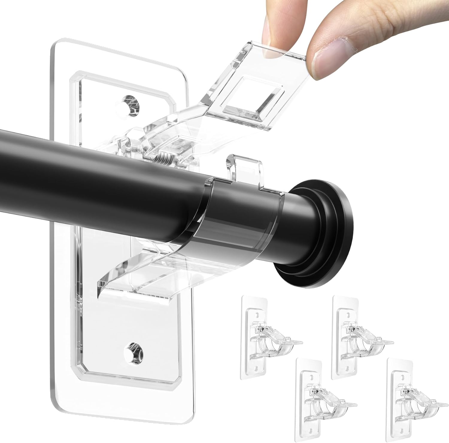ANDGOO 4 Pack No Drill Curtain Rod Holders with 17 lbs Capacity