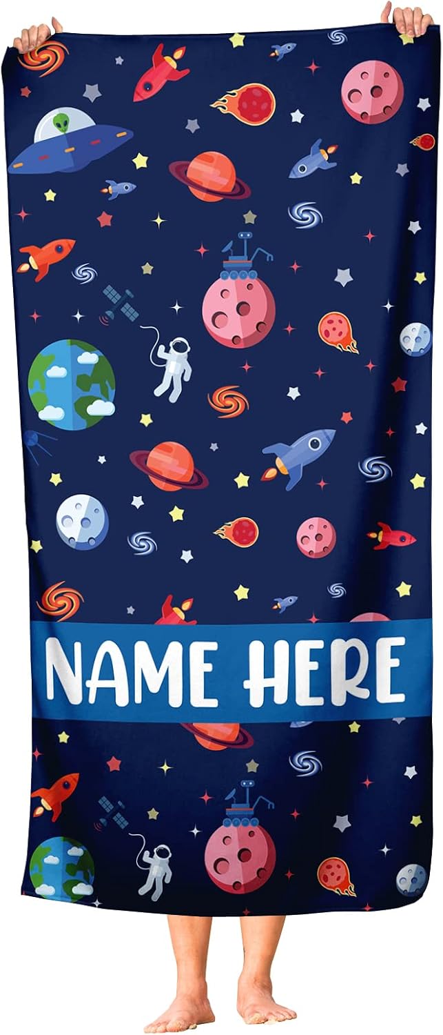 Personalized Solar System Beach Towel With Name 1