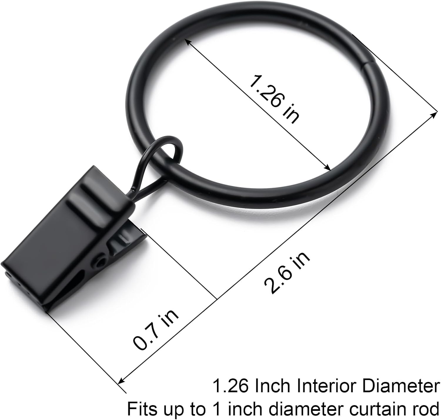 BOOMIBOO 36 Pack Curtain Rings with Clips