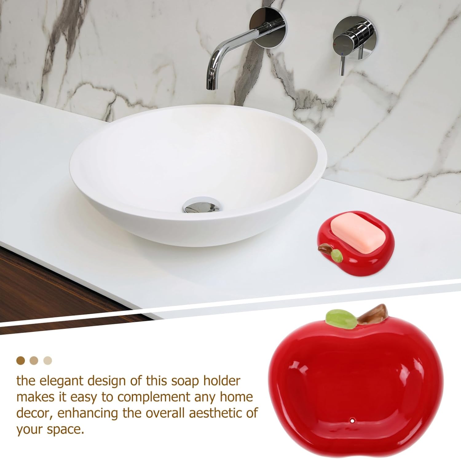 Ceramic Apple Soap Holder with Drainage Tray 1