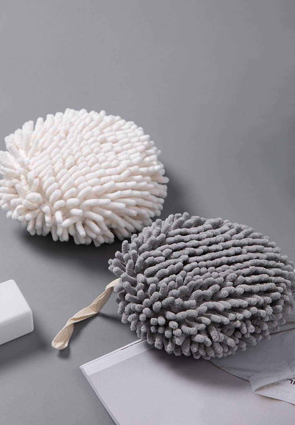 Soft Absorbent Chenille Hand Towels Set of Two