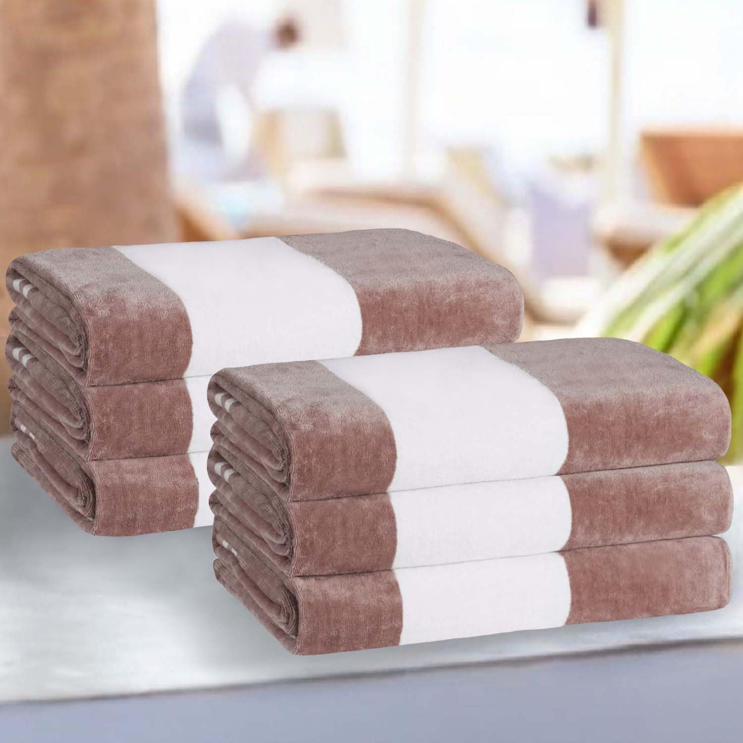 Superior Cotton Striped Beach Towels Set of 6