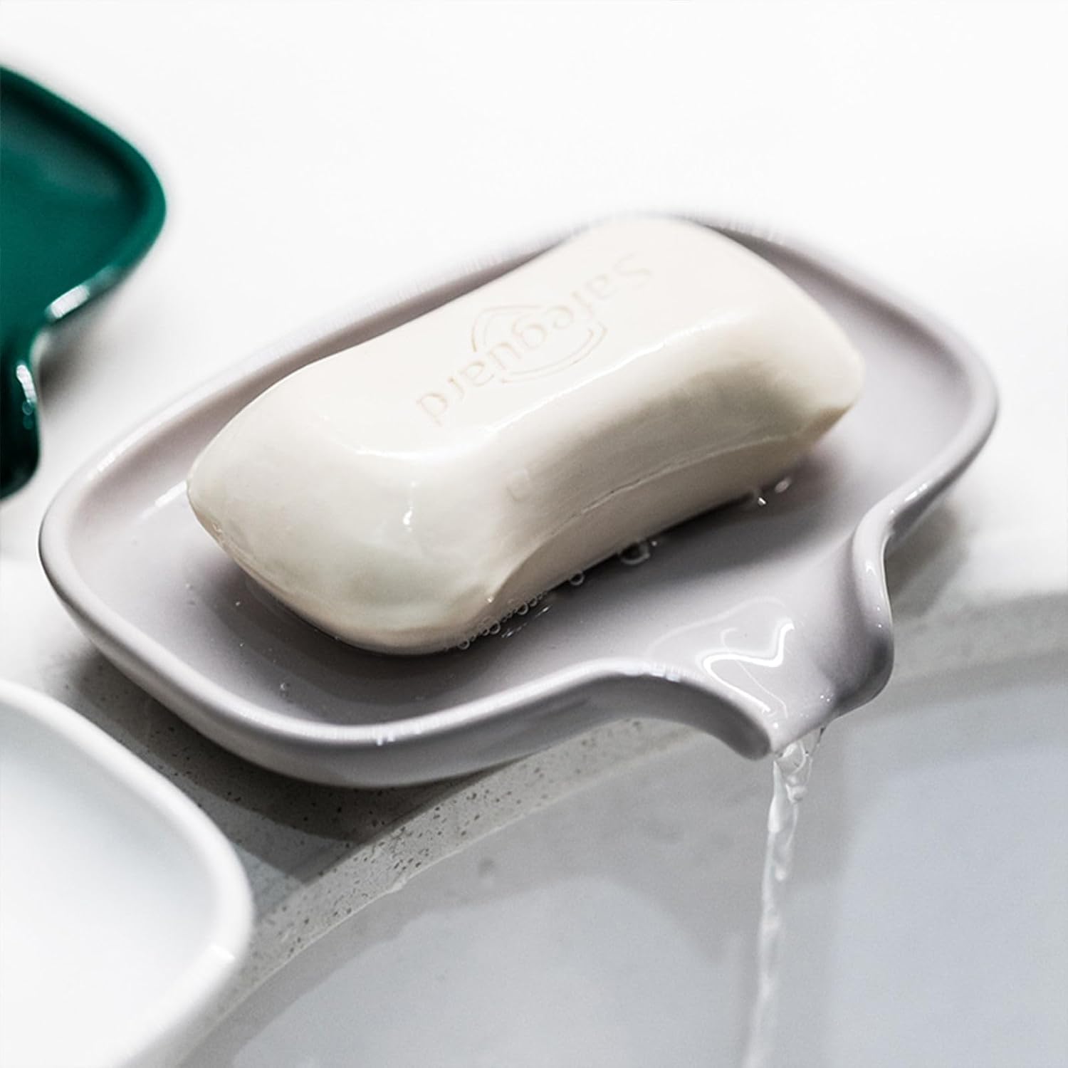 Dowbom Ceramic Soap Holder with U-Shaped Drainage 55 Inch