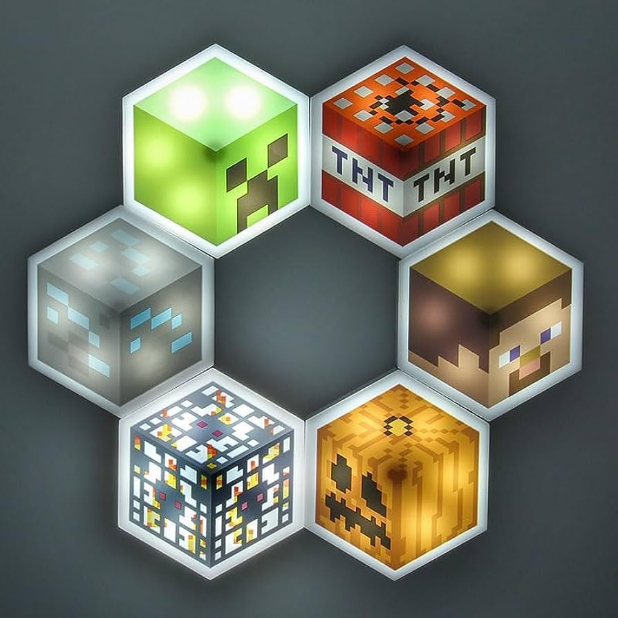 Minecraft LED Hexagon Block Light - Creeper TNT Steve