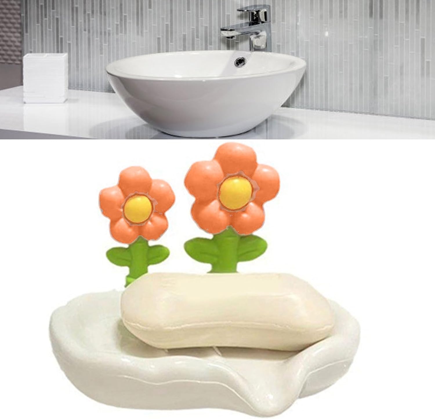 Orange Drain Soap Dish Holder for Bathroom