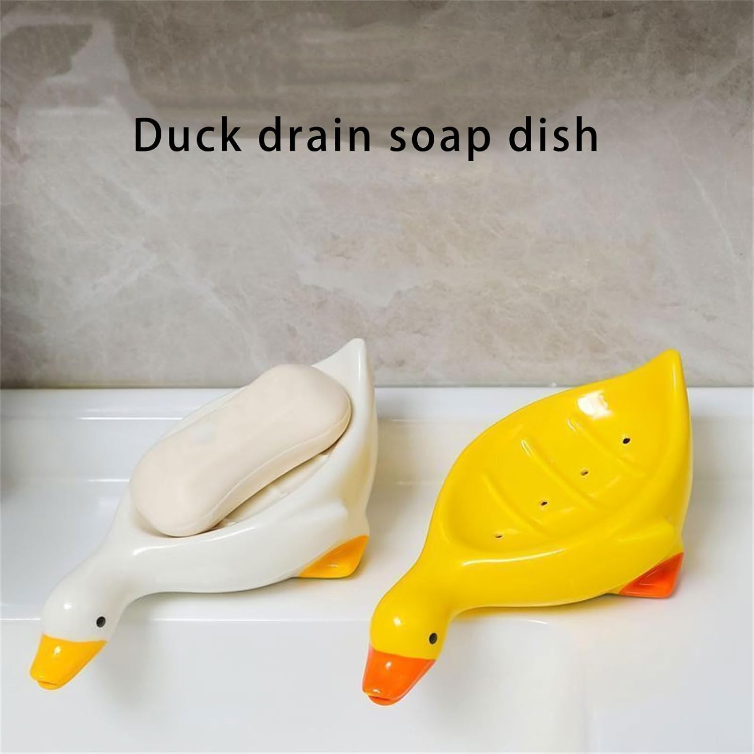 Self Draining Soap Holder Duck Shape Tray for Bathroom Kitchen