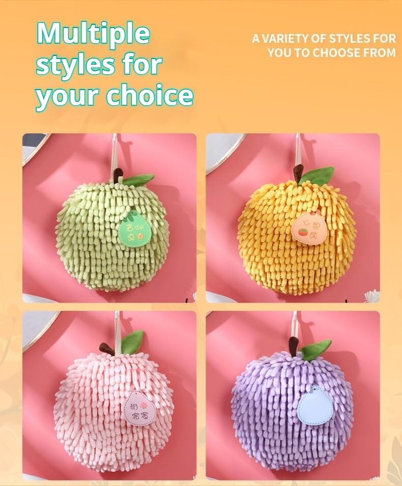 Aimery Fuzzy Ball Hand Towels Set of 6 with Wall Hooks