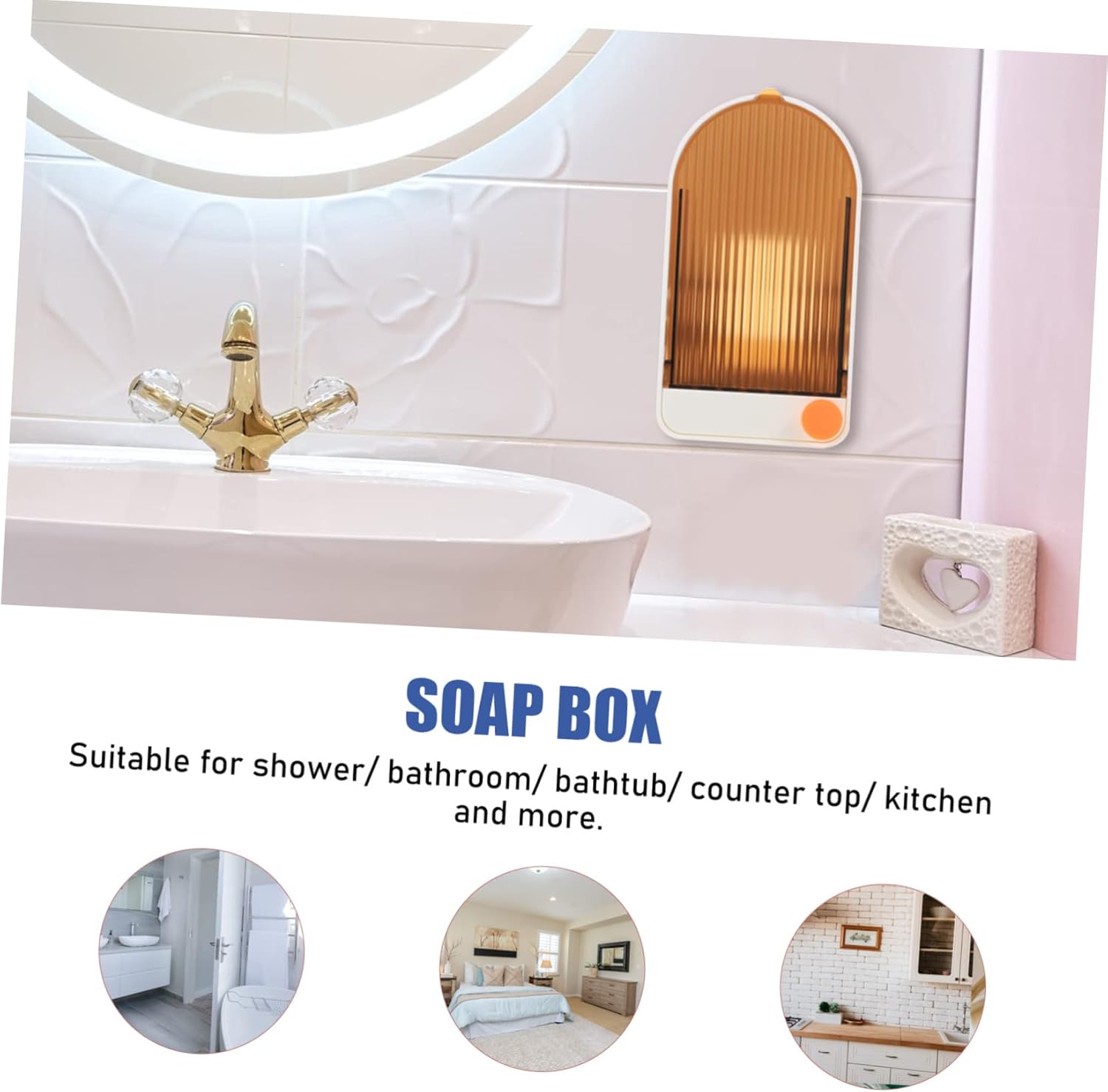 DRESSOOS Wall-Mounted Soap Dish Leakproof Pp Holder No Drill