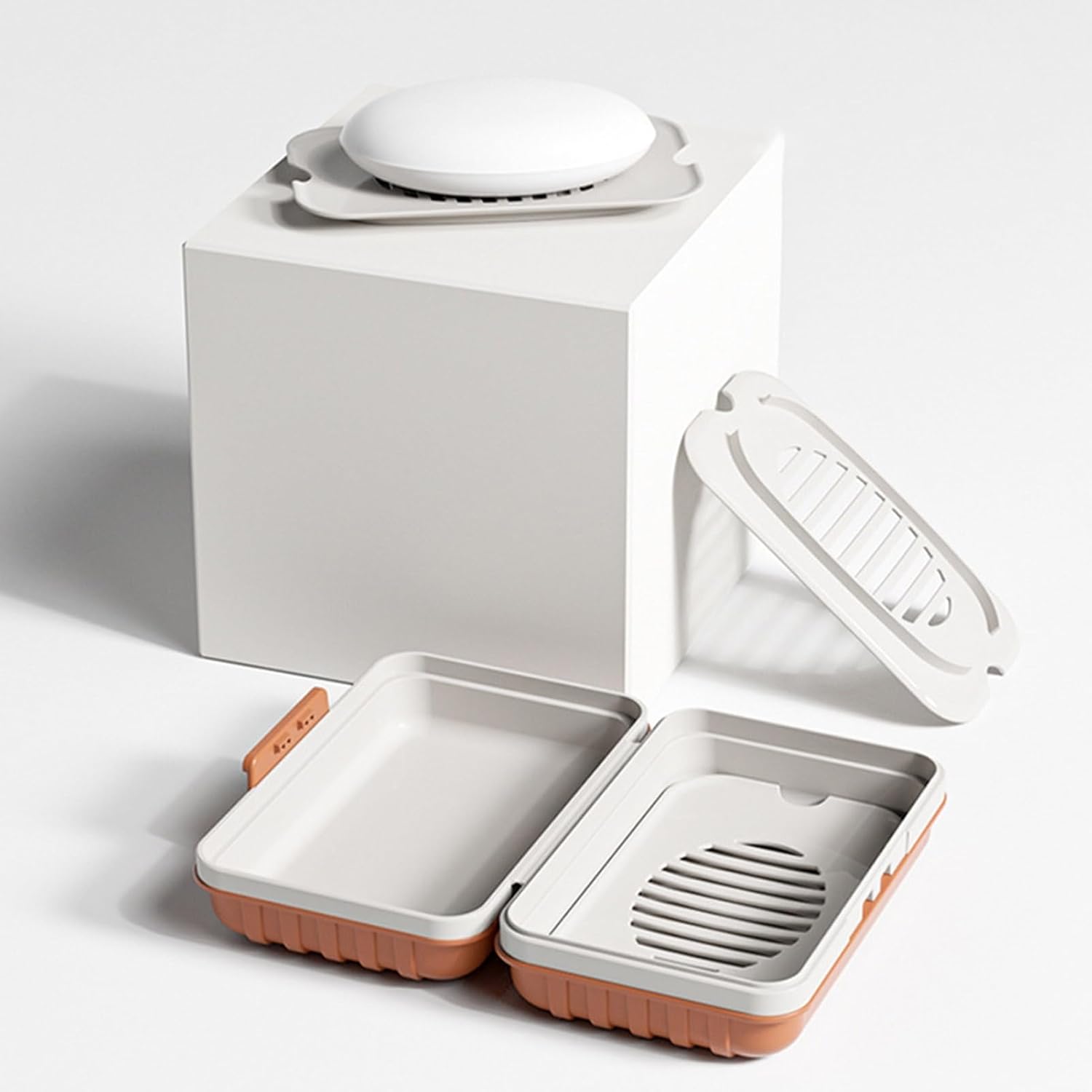 Loyliawa Orange Soap Dish with Drainage and Lock Design