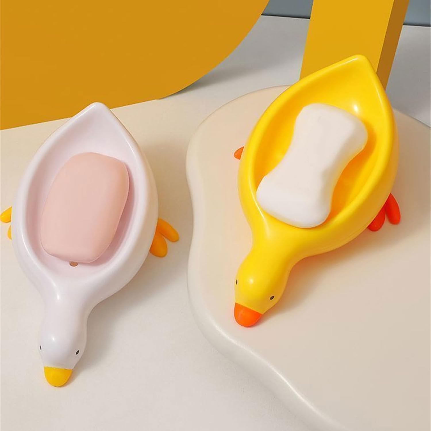 Self Draining Soap Holder Duck Shape Tray for Bathroom Kitchen