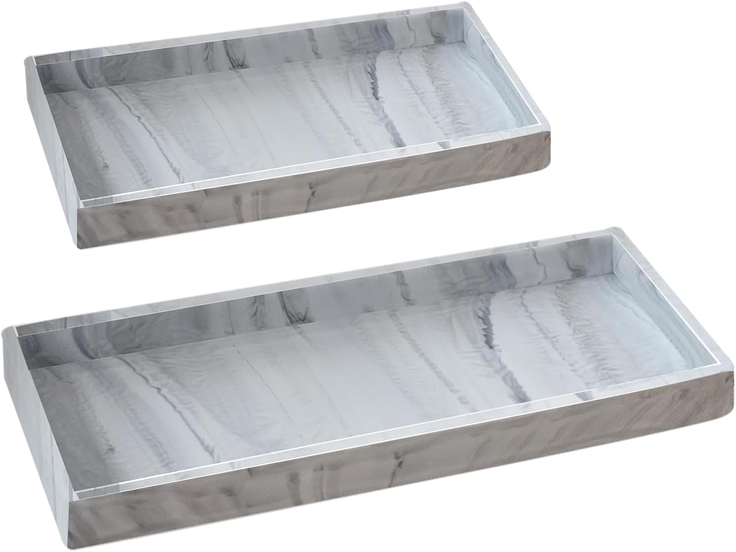 2PCS Silicone Soap Dispenser Tray Kitchen and Bathroom Organizer - White Marble