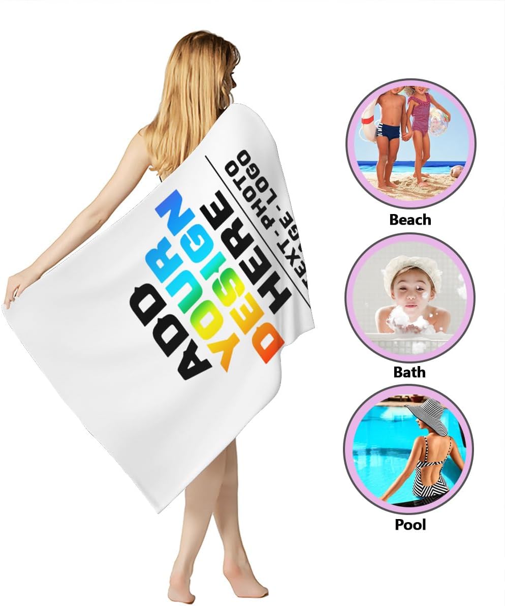 Custom Beach Towels with Names and Photos Quick Dry for Kids Adults
