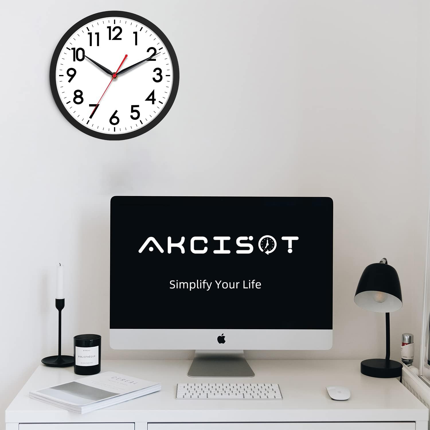 AKCISOT Wall Clock 10 Inch Silent Non-Ticking Modern Design Clock