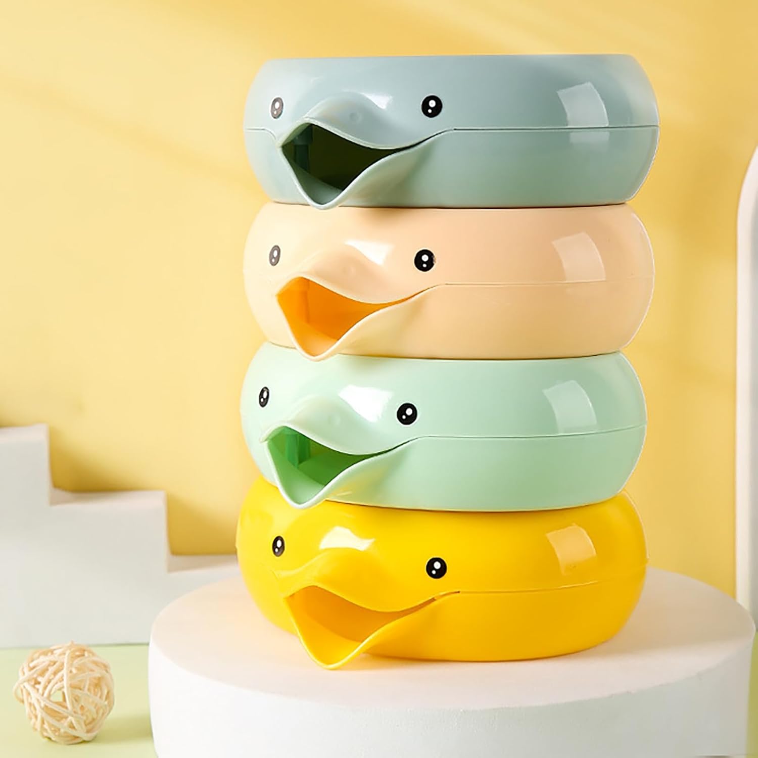 YAMSLAM Self-Draining Soap Dish Duck Shape Double Layer