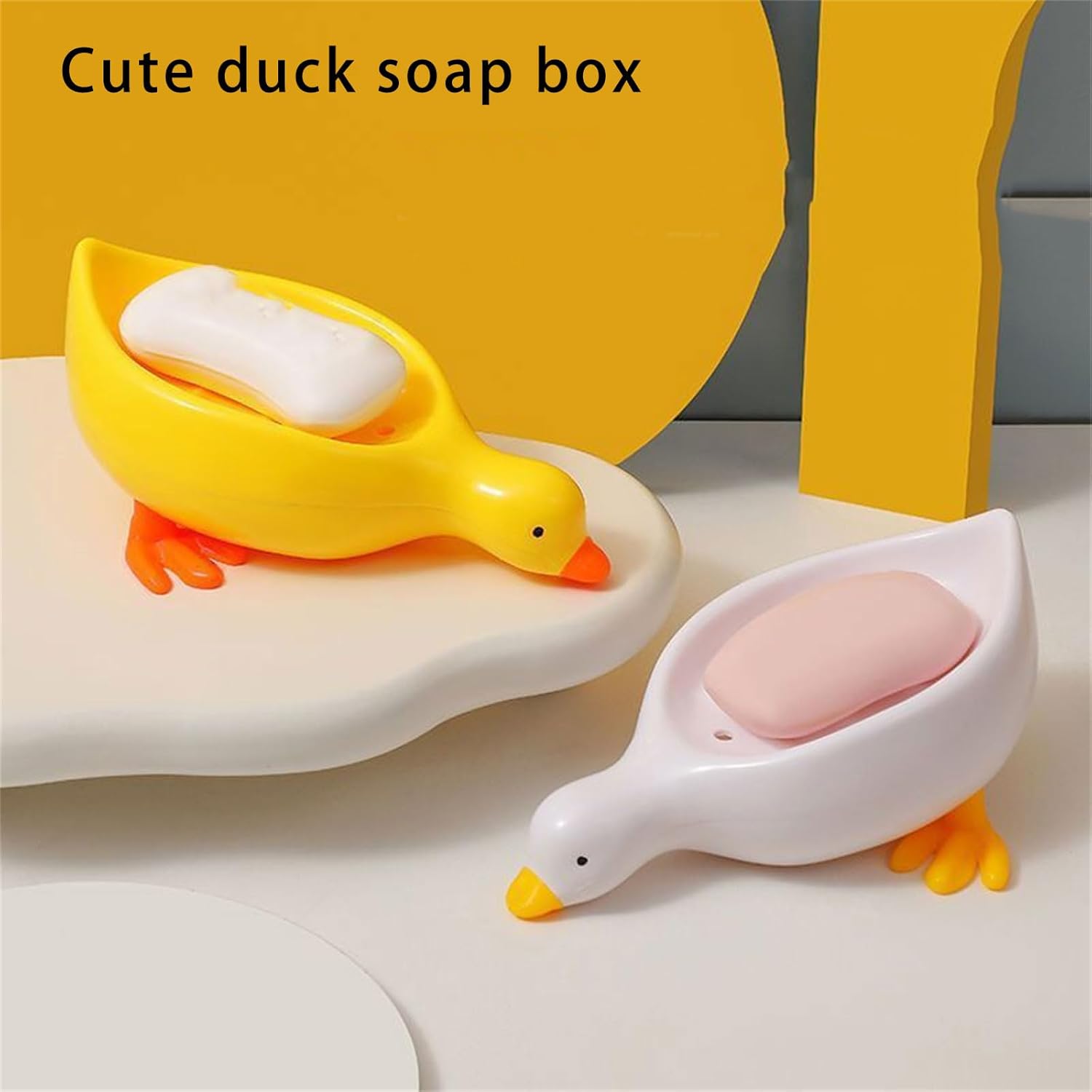 Duck Shape Self Draining Soap Tray - Yellow