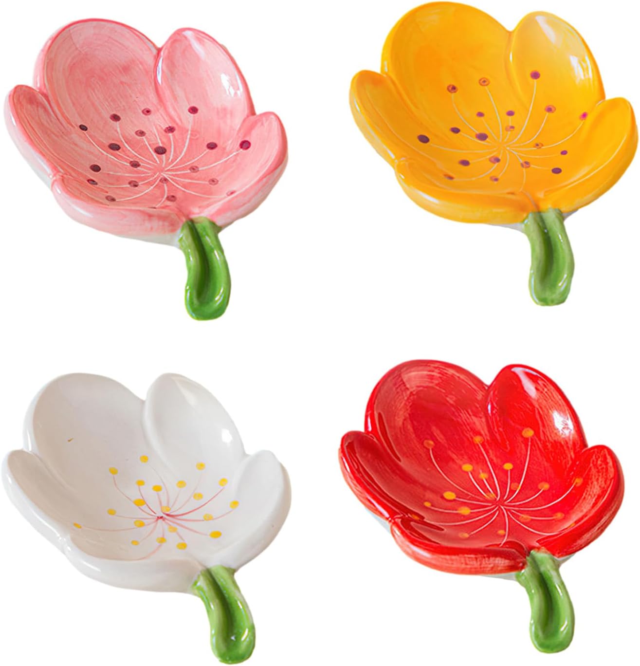 Self-Draining Soap Dish Flower Shaped Tulip Orange Holder