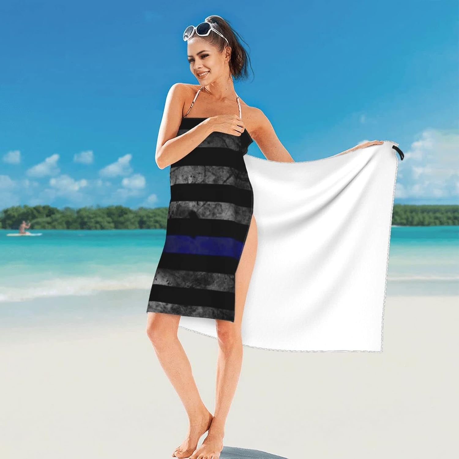 HETOCO Blue Thin Line Quick Dry Beach Towel 315X63