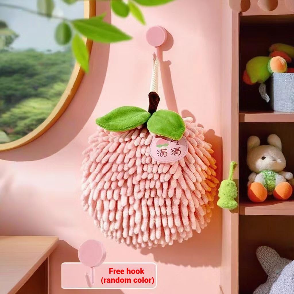 Aimery Fuzzy Ball Hand Towels Set of 6 with Wall Hooks