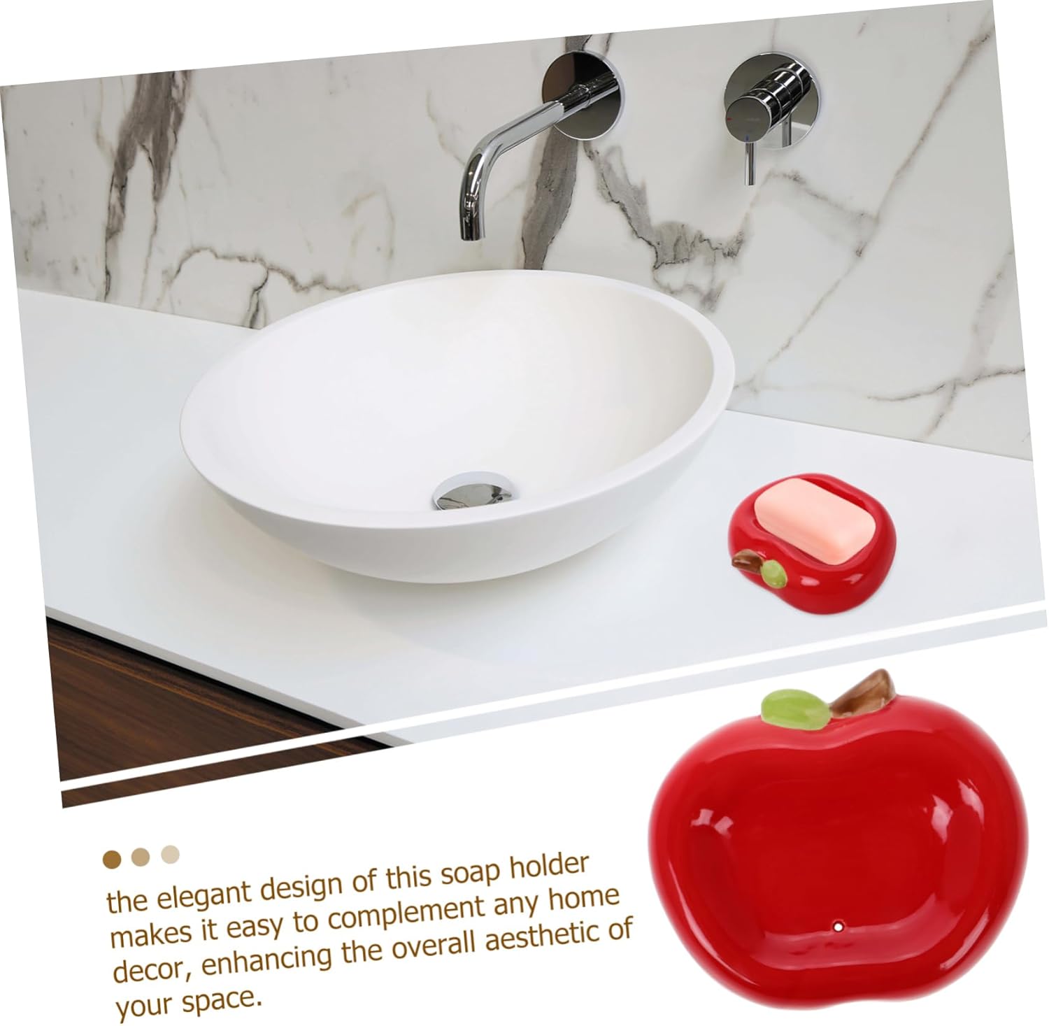 Cabilock Ceramic Apple Soap Holder with Drainage 1