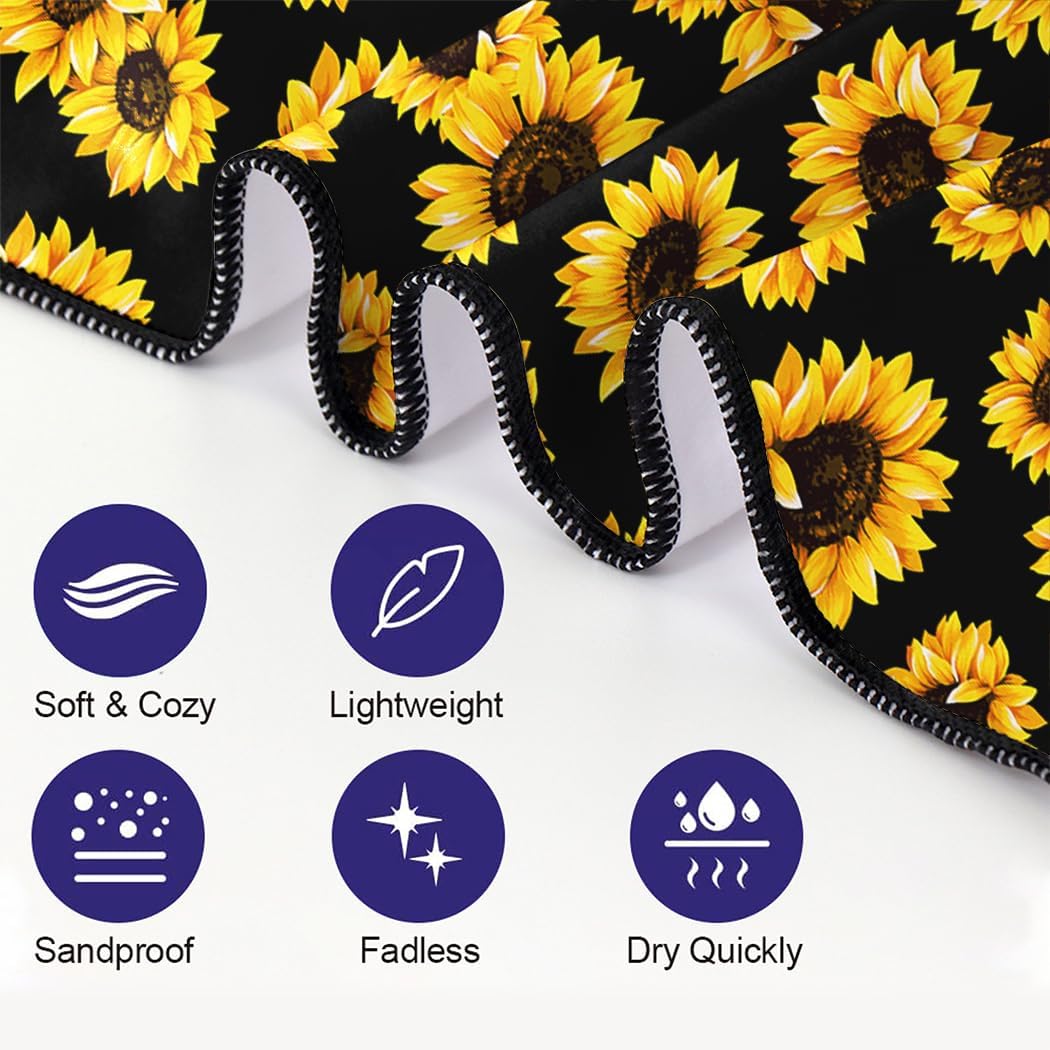 Rstick Sunflower Beach Towel 36x72 Quick Dry Sand-Free