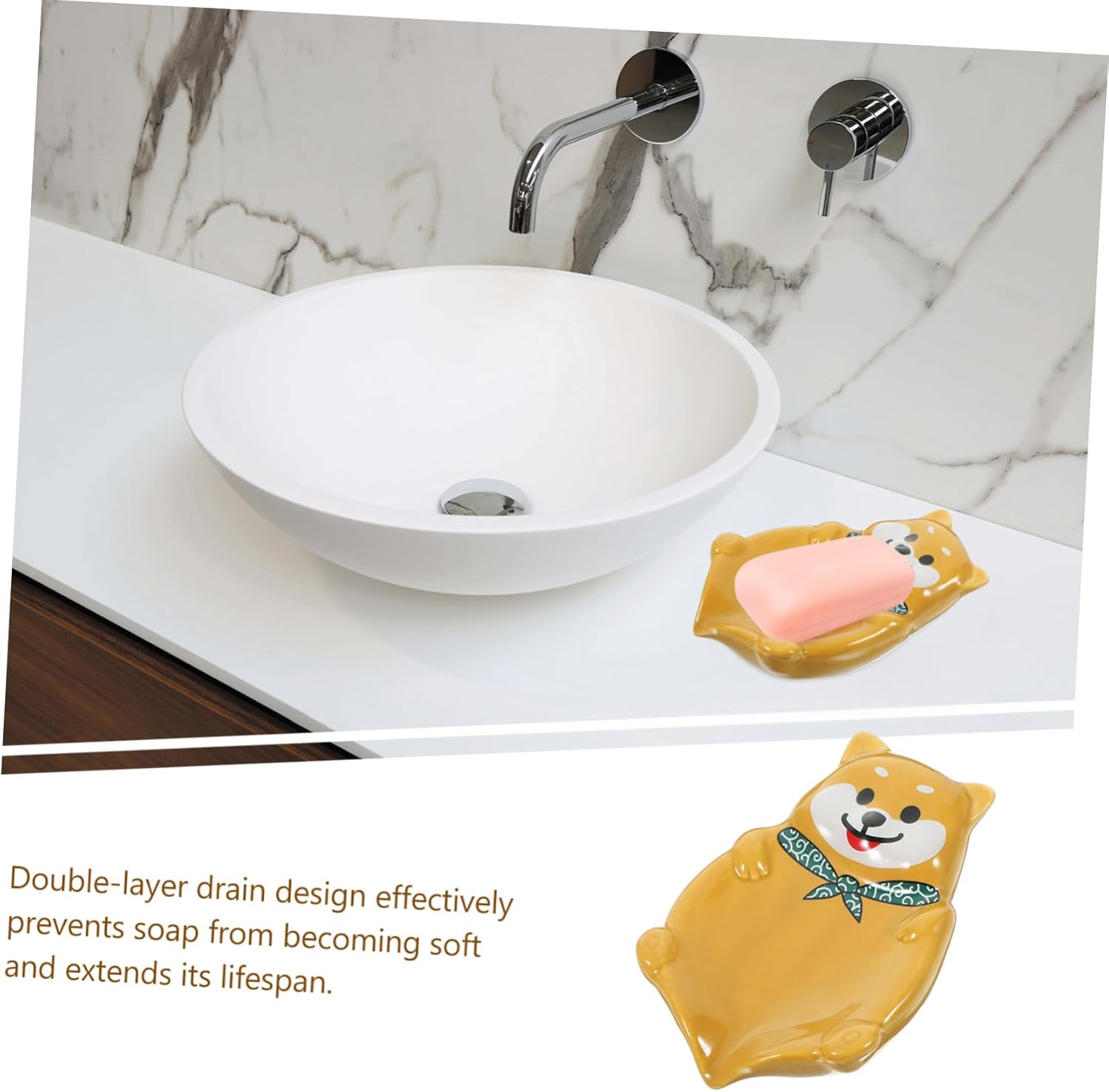 Cute Dog Shaped Ceramic Soap Holder with Drainage