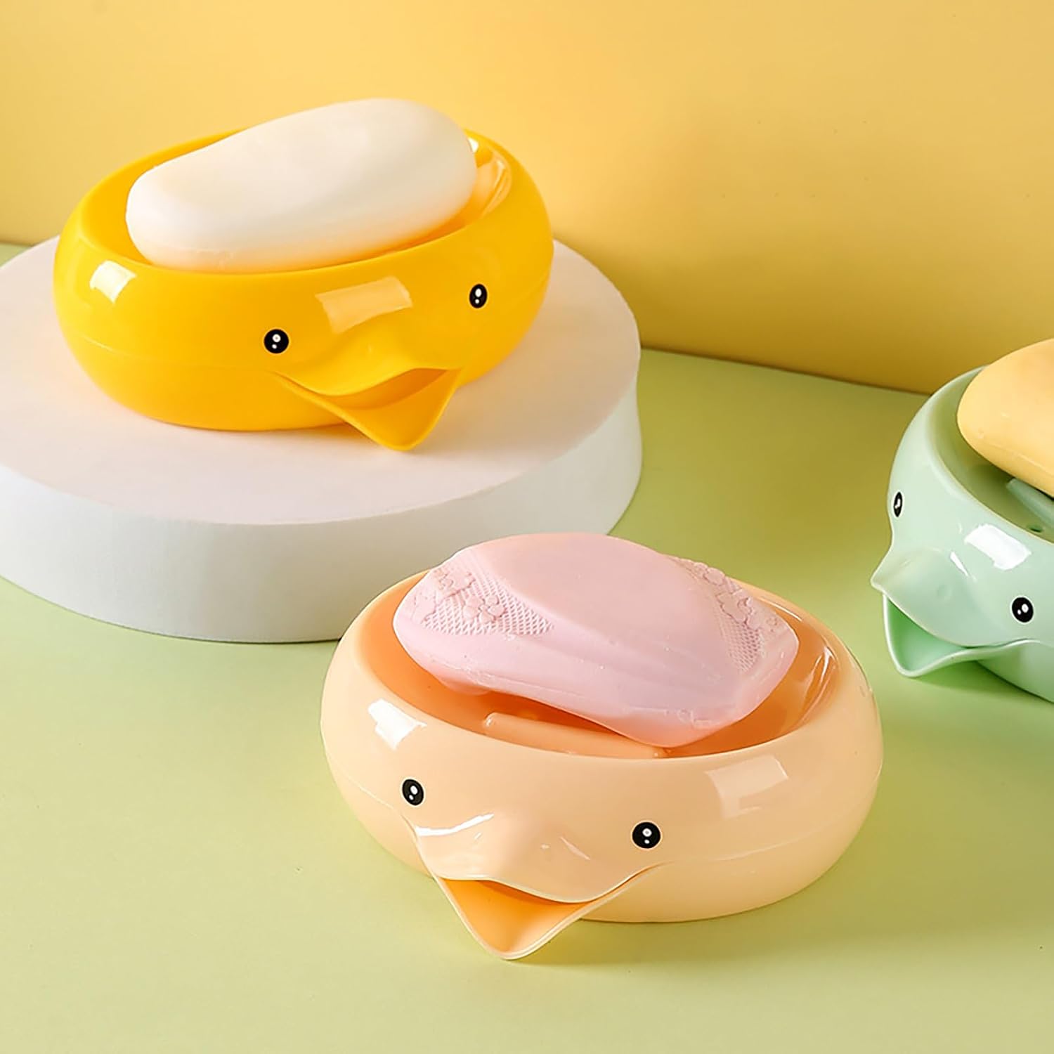 YAMSLAM Self-Draining Soap Dish Duck Shape Double Layer
