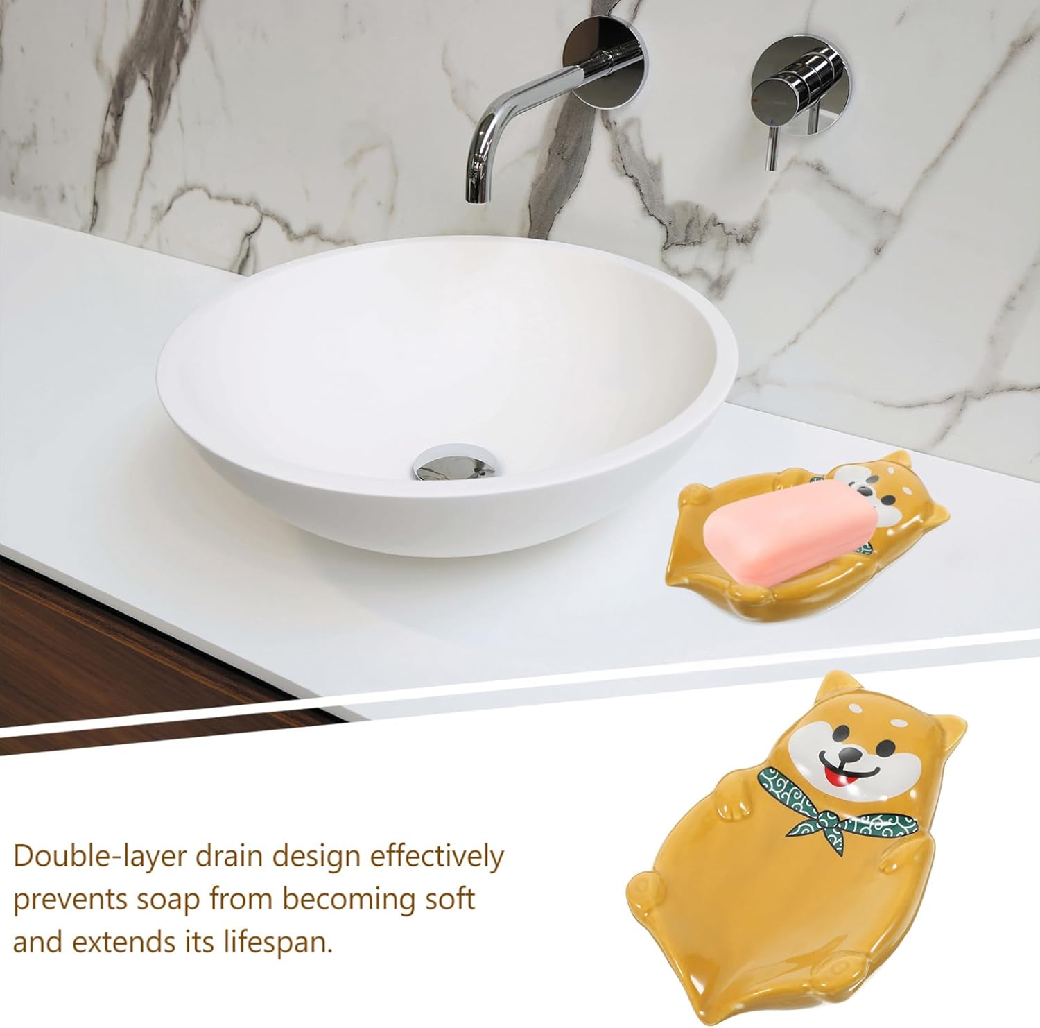 Cabilock Cute Dog Shape Ceramic Soap Holder