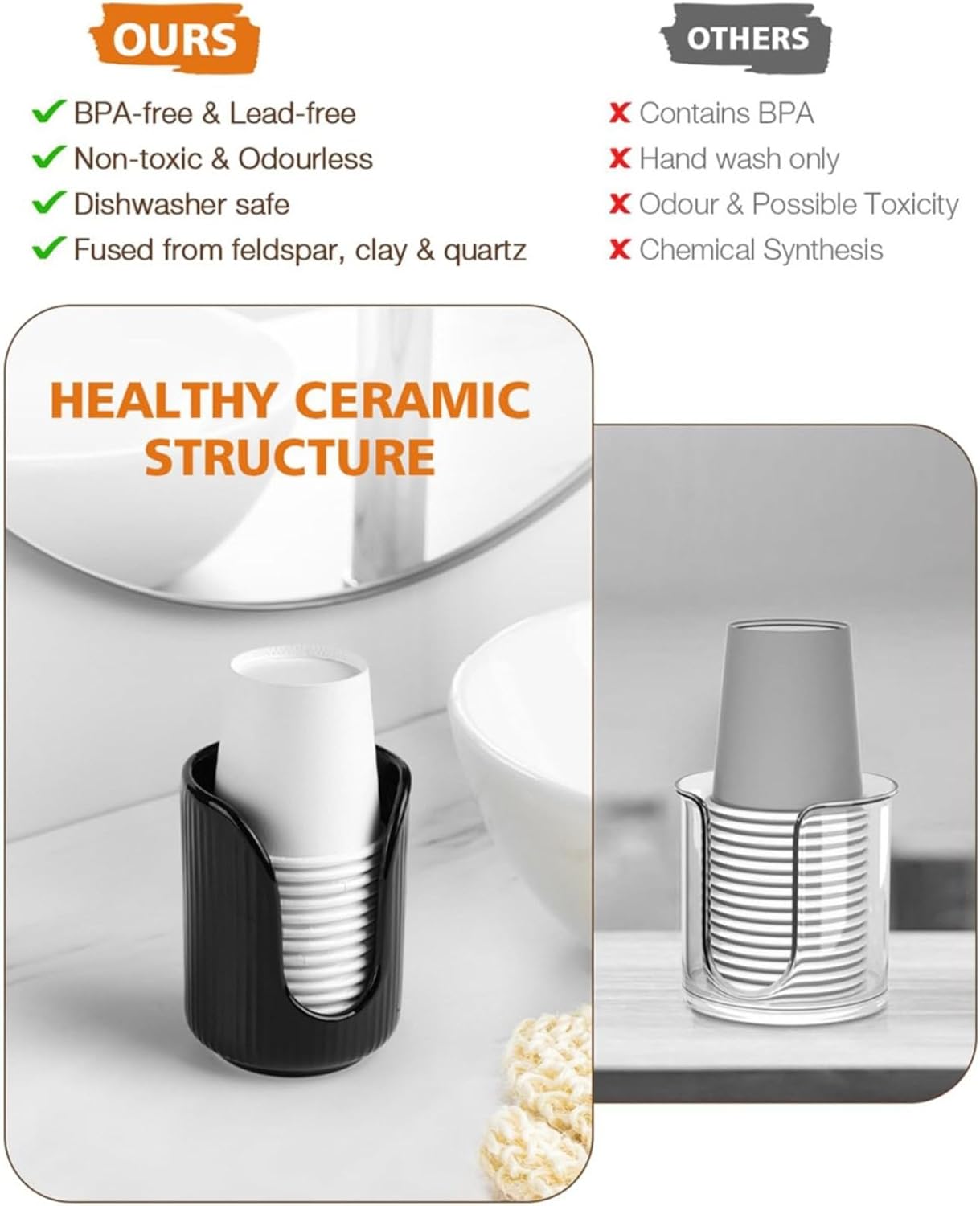 Sleek Bathroom Cup Dispenser with Adjustable Holder