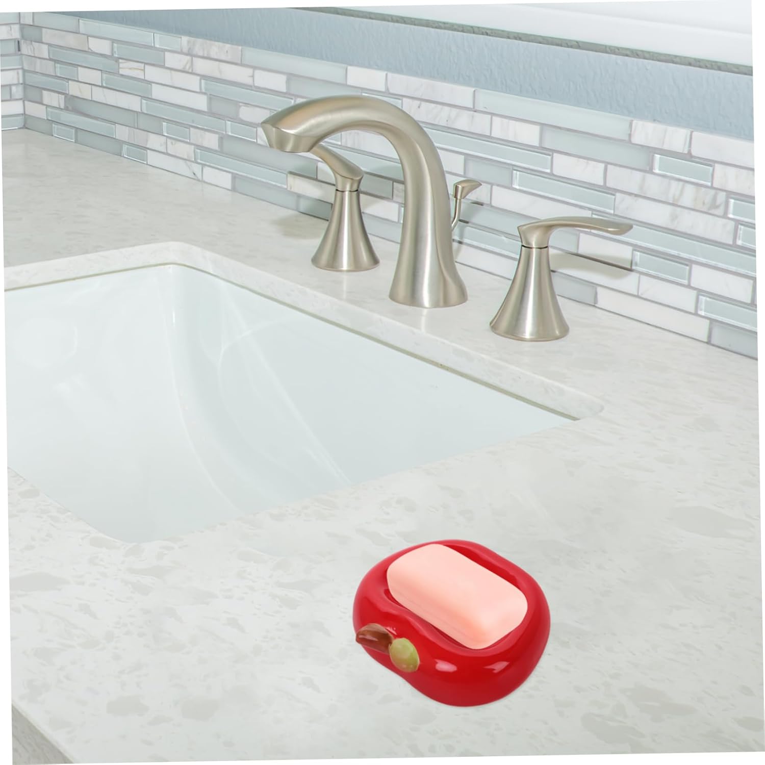Apple Shaped Ceramic Soap Dish No Drilling Required
