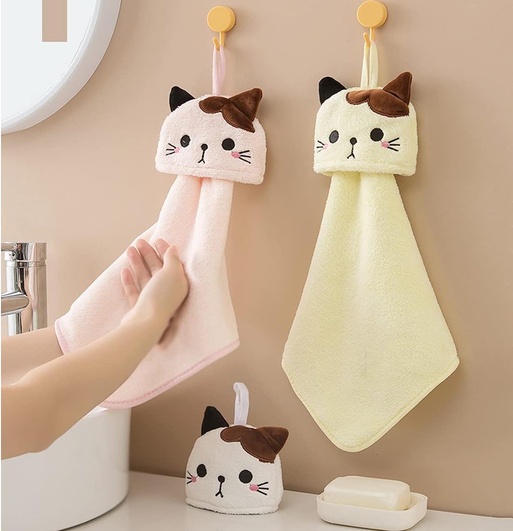 5 Pack Cute Animal Hand Towels with Hanging Loop