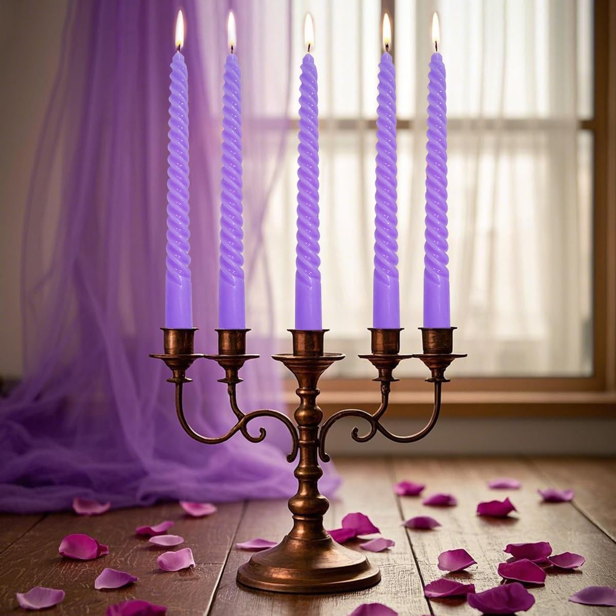 Beilisen 6 Pack 10 Inch Lavender Purple Taper Candles