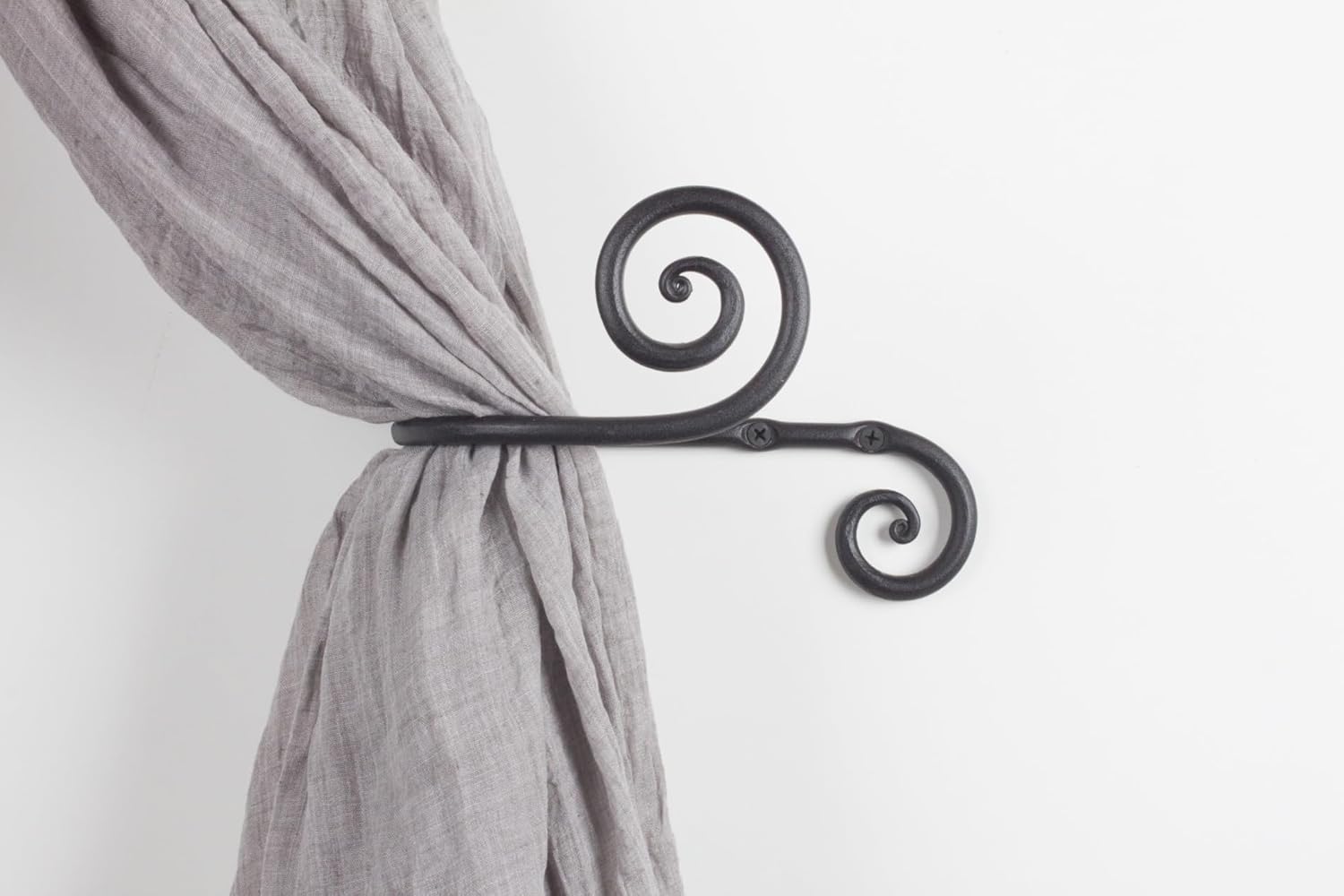 RTZEN Farmhouse Wrought Iron Curtain Holdbacks - 2 Pcs Black Swirly