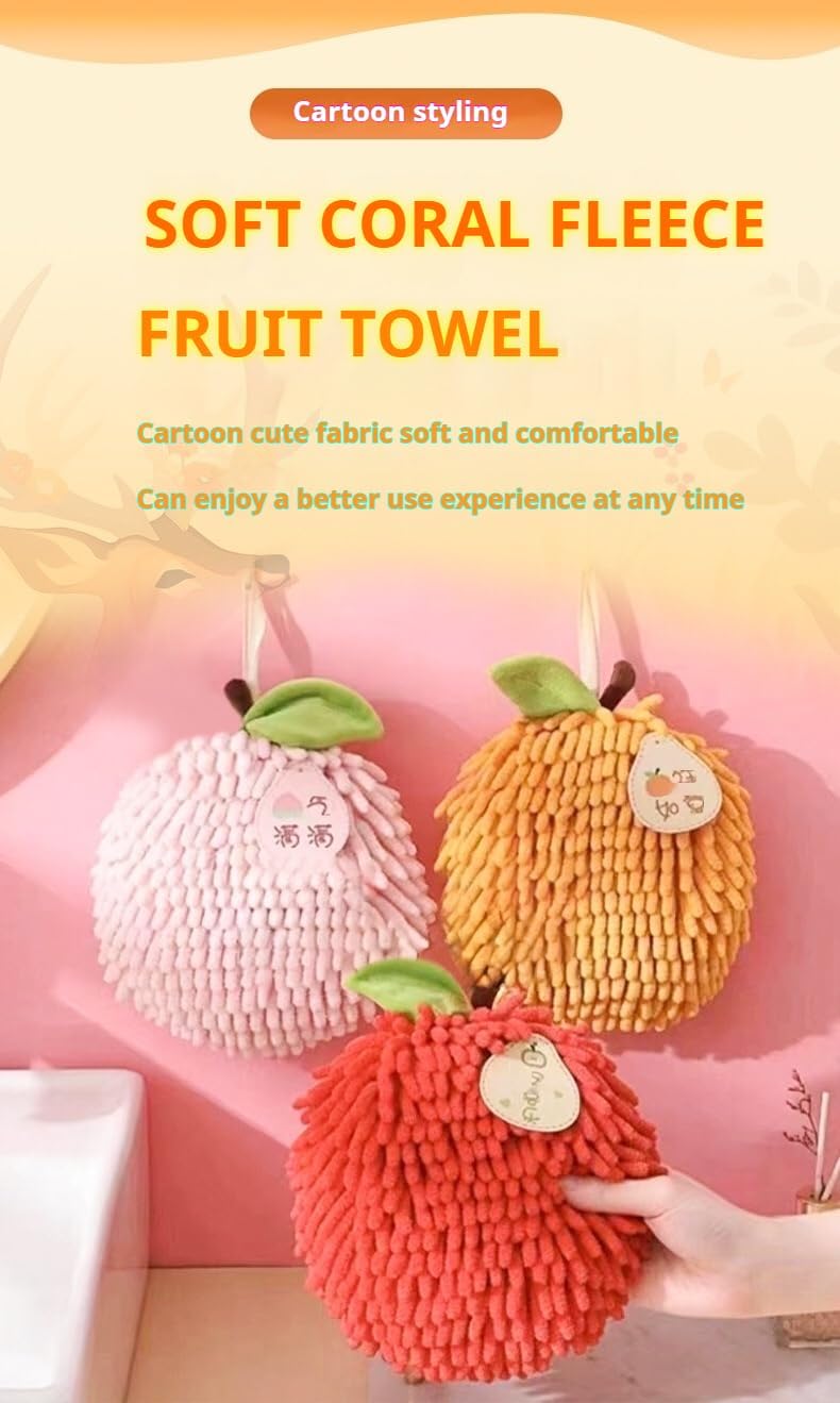 Aimery Fuzzy Ball Hand Towels Set of 6 with Wall Hooks