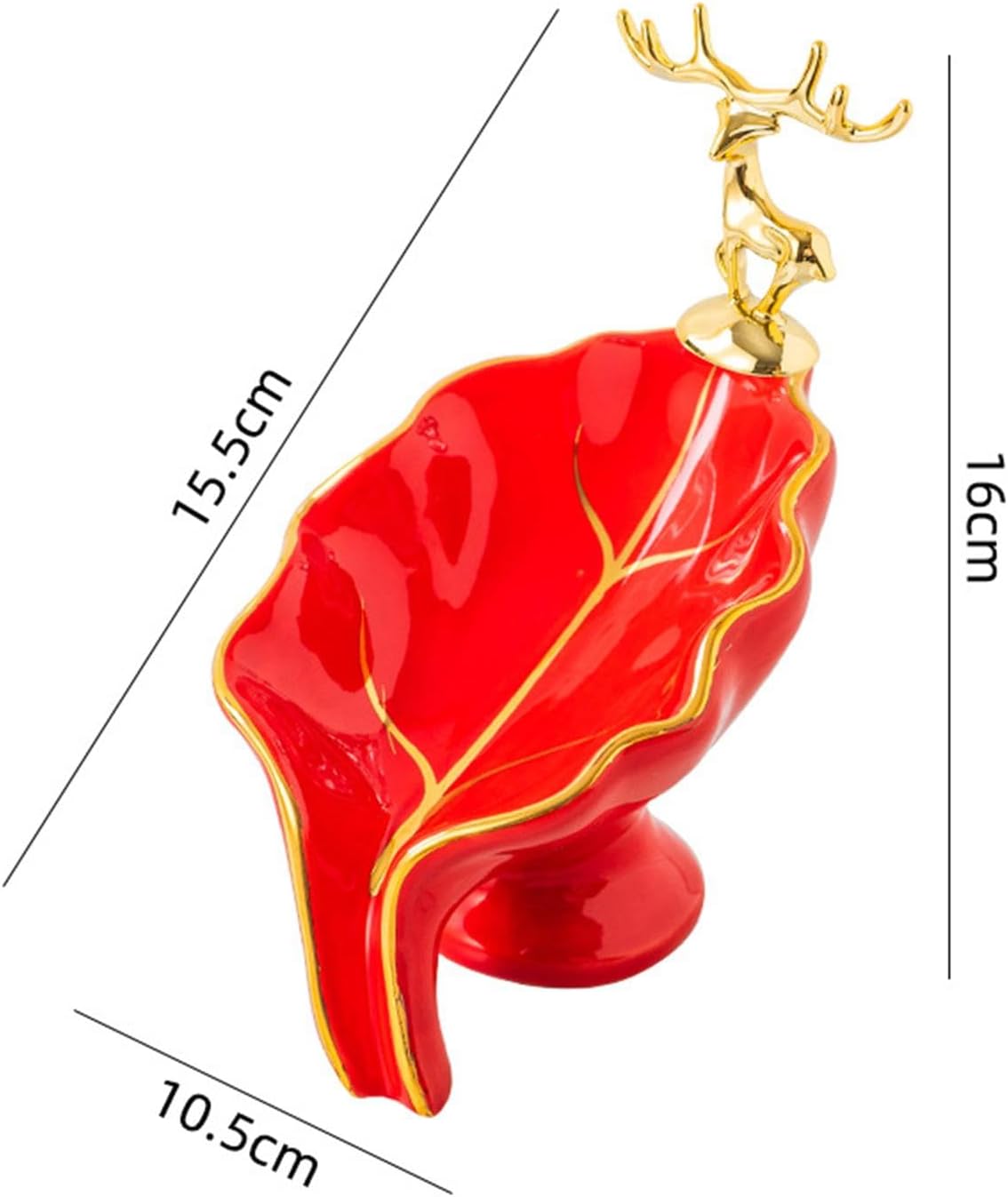 Ceramic Leaf Shape Soap Dish for Kitchen Sink Red