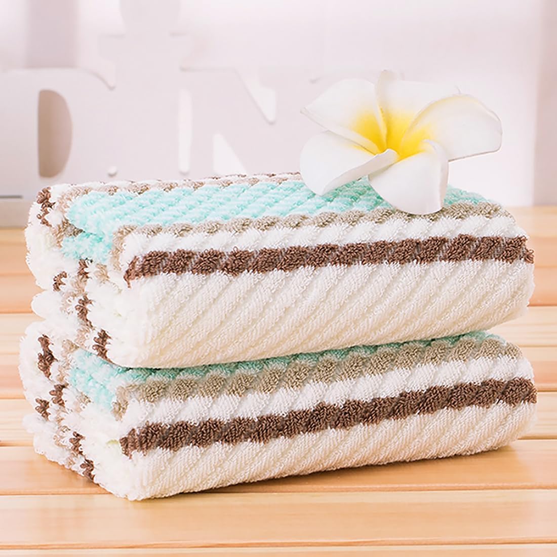 Pidada Hand Towels Set of 4 Striped Brown 1