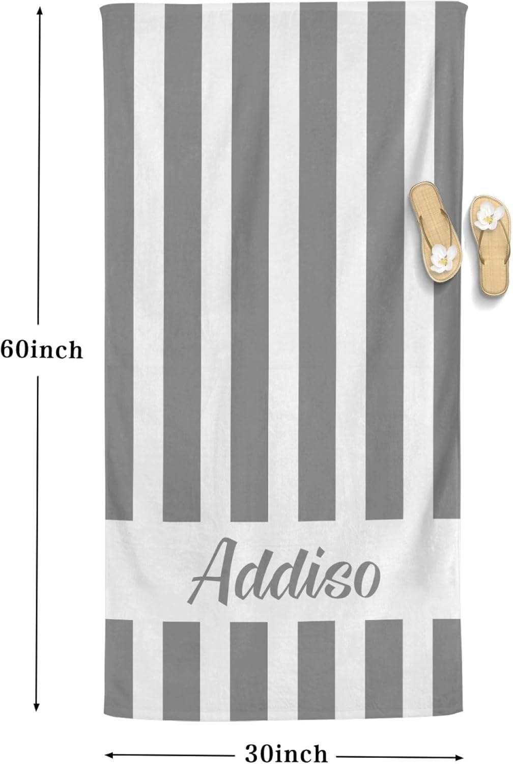 Personalized Beach Towel - Quick Dry Microfiber with Name 60 X 30 Inch