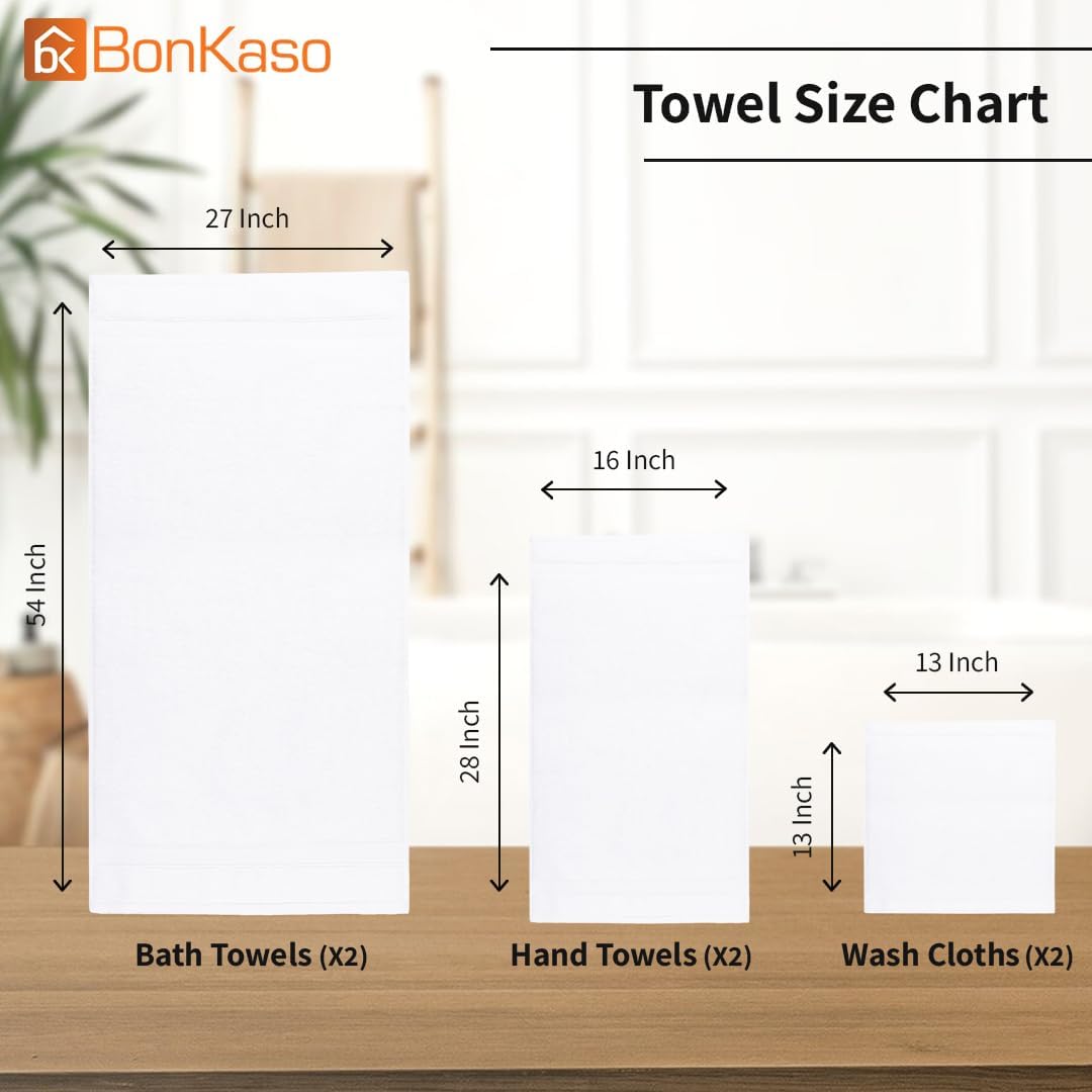 BonKaso 6-Piece 100 Cotton Towel Set
