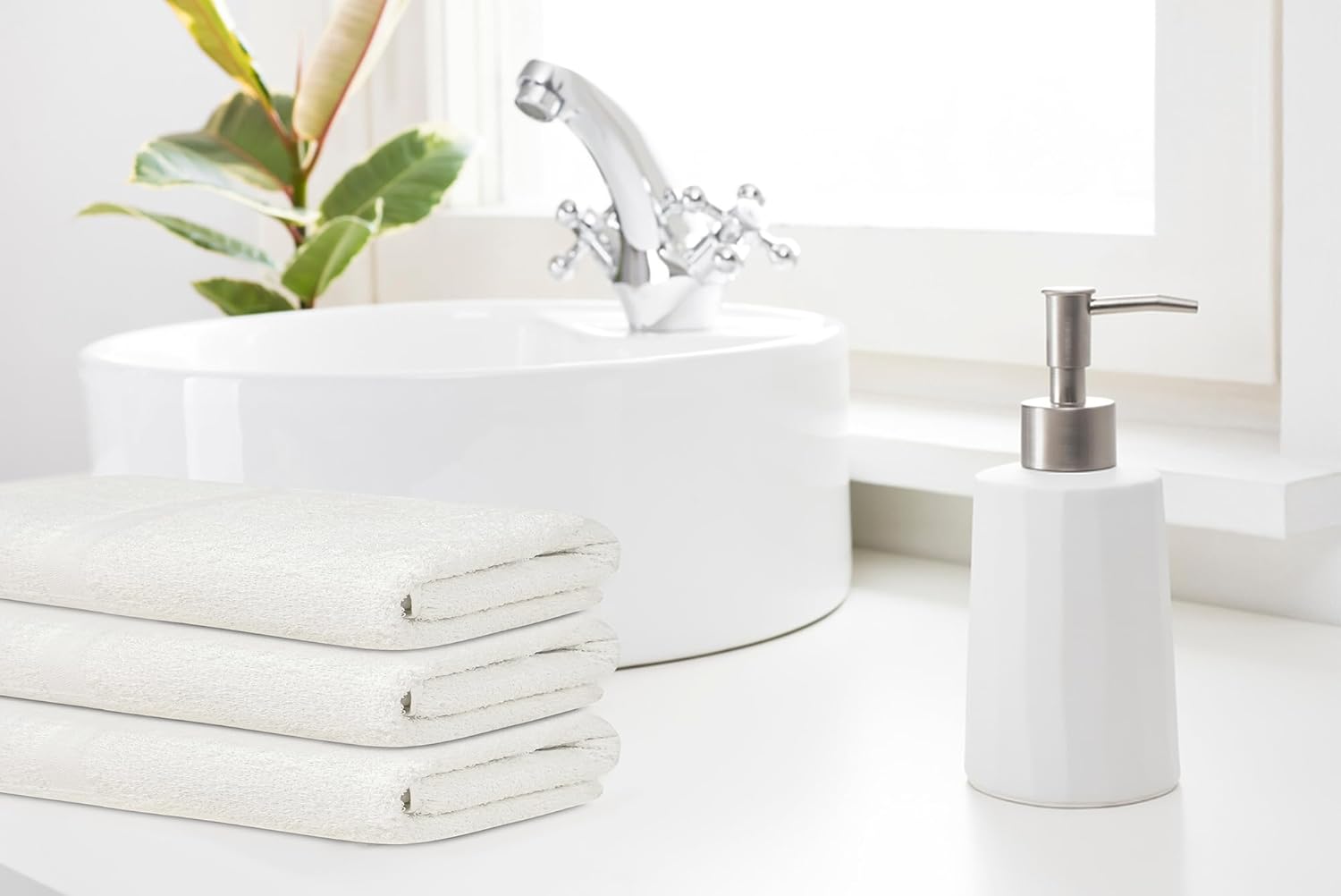ZUPERIA White Hand Towels - 100 Cotton Pack of 36