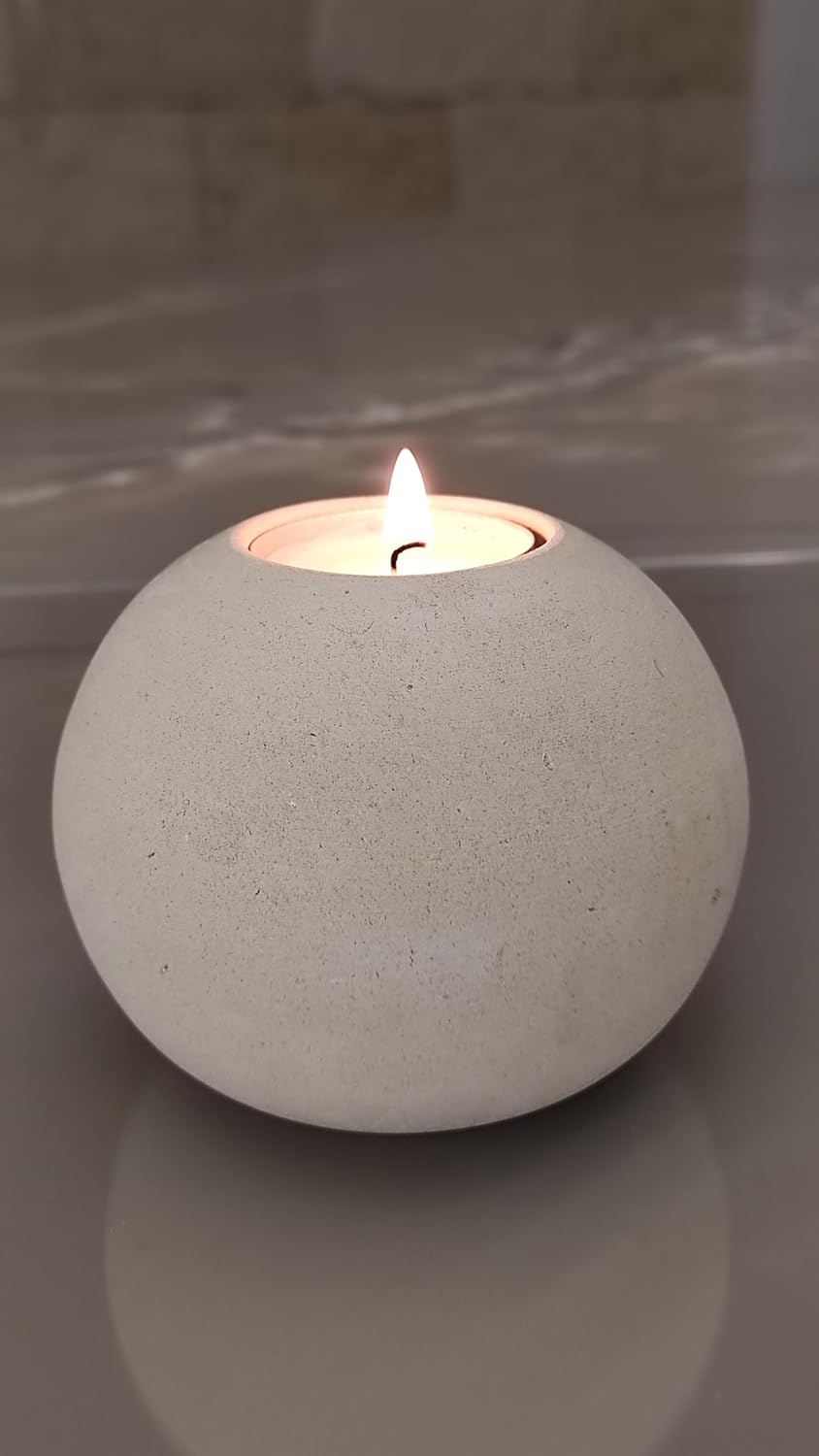 Handmade Stone Sphere Candle Holder - Gift Box Included