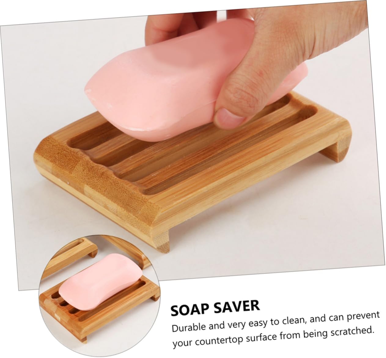2Pcs Natural Bar Soap Holder with Draining Slots for Bathroom and Kitchen