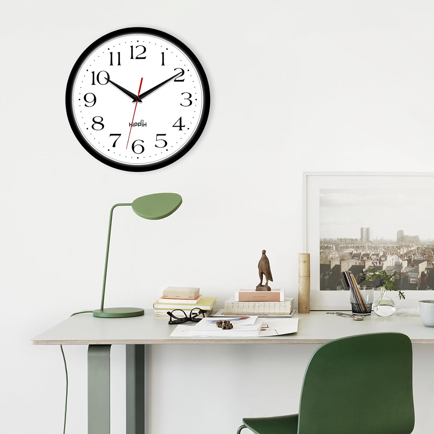 HIPPIH 2 Pack Silent Digital Wall Clocks 10 Inch Black