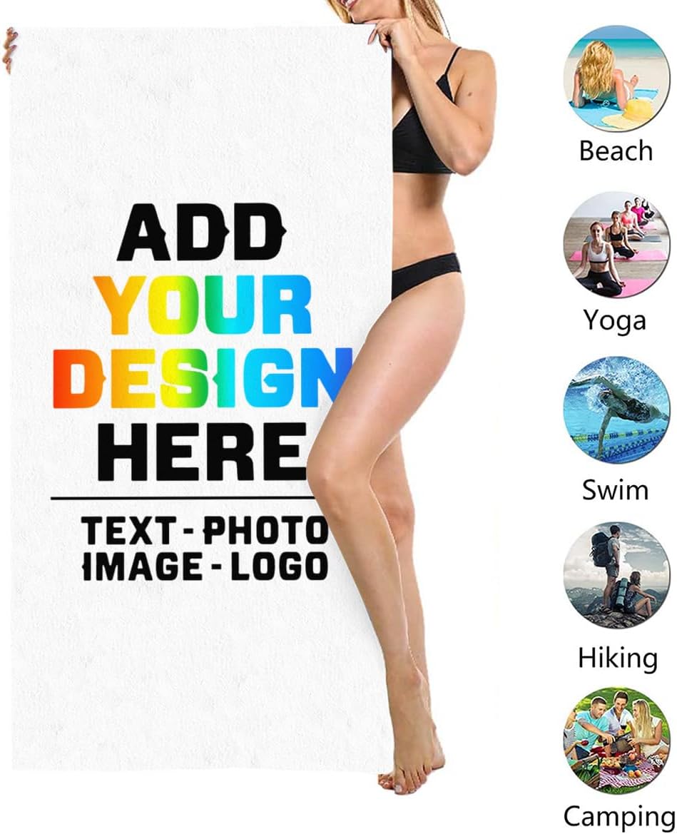Custom Beach Towels with Names and Photos Quick Dry for Kids Adults
