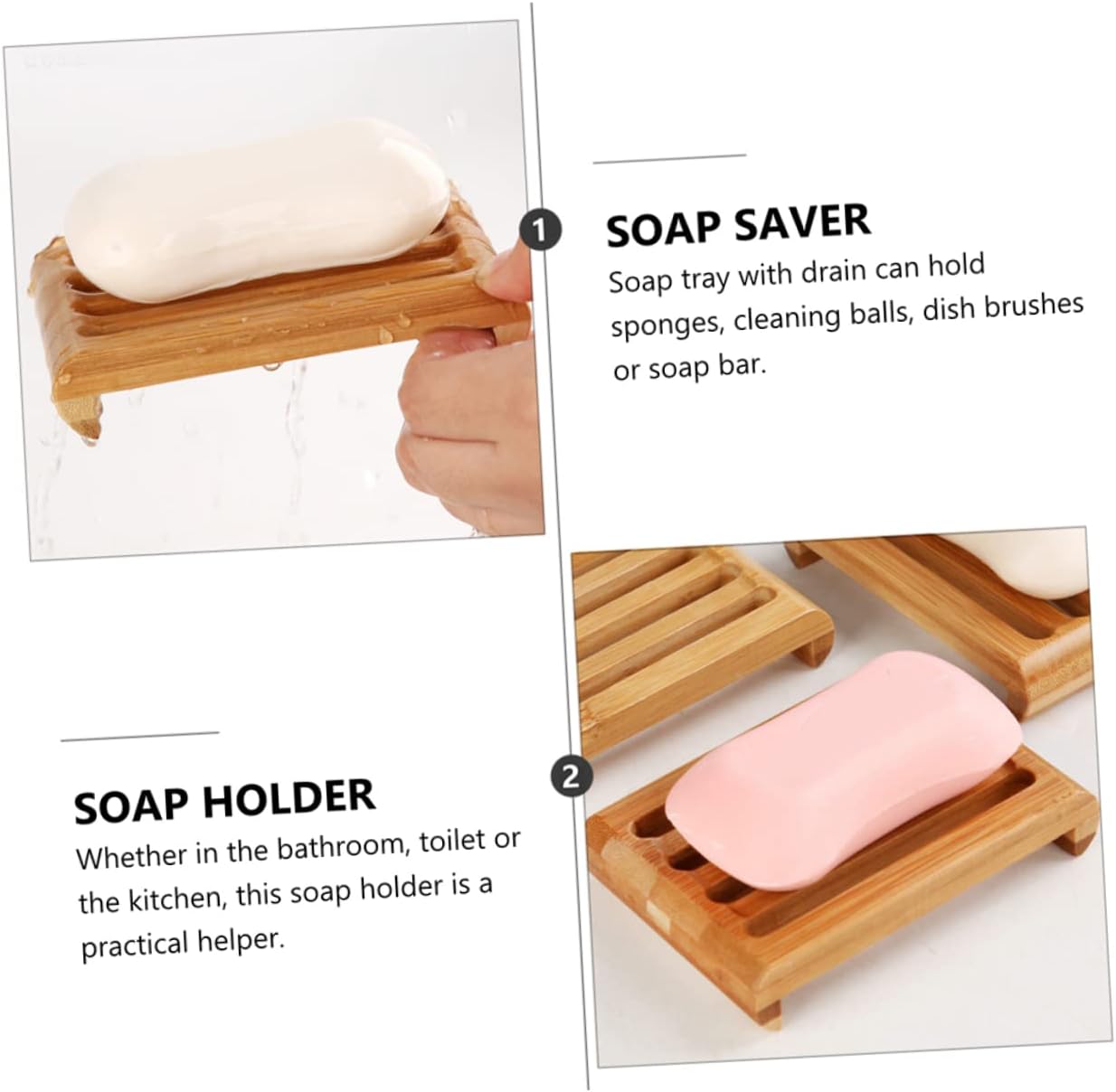 2-Pack Self-Draining Soap Dishes for Bar Soap