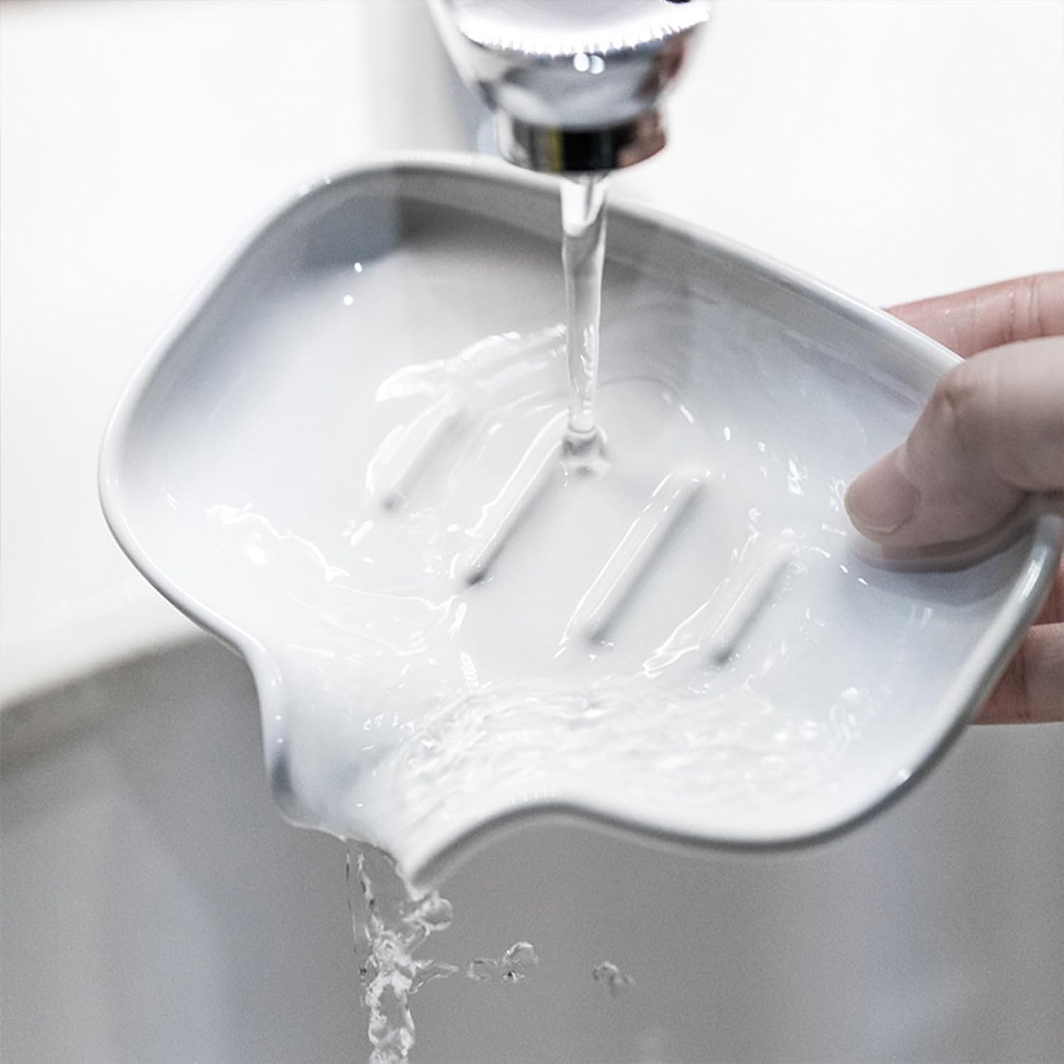 Dowbom Ceramic Soap Holder with U-Shaped Drainage 55 Inch