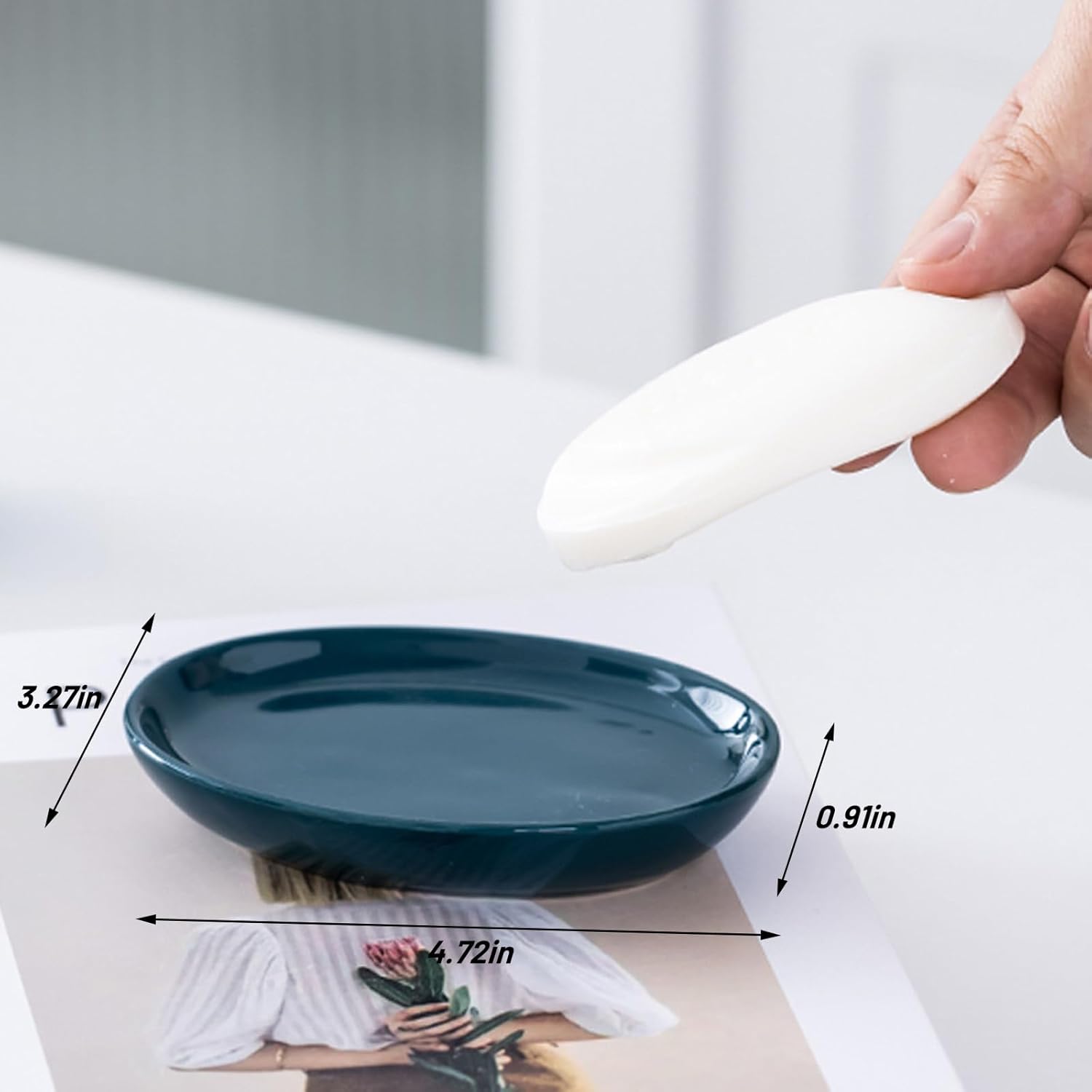 Ceramic Soap Dish for Bathroom Kitchen Dry Stop Soap Holder