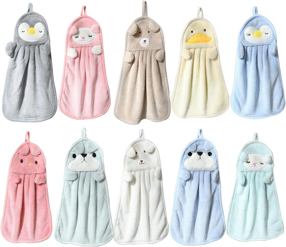 FZBNSRKO 4-Pack Cartoon Animal Hand Towels