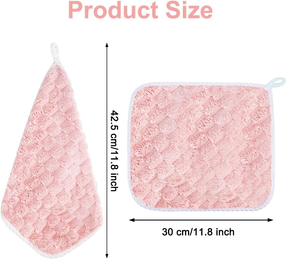 6Pcs Coral Velvet Hand Towels with Hanging Loop 1