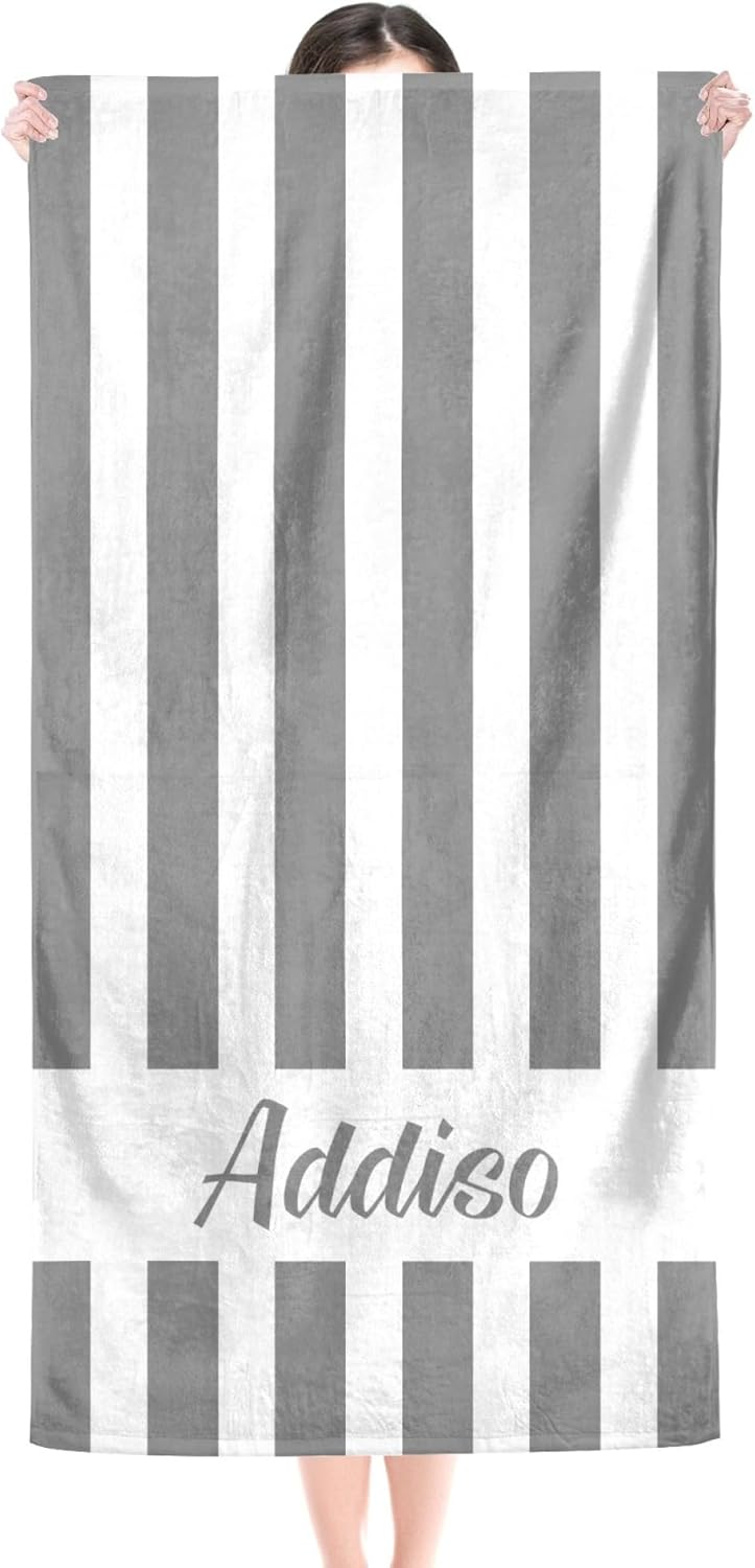 Personalized Beach Towel - Quick Dry Microfiber with Name 60 X 30 Inch